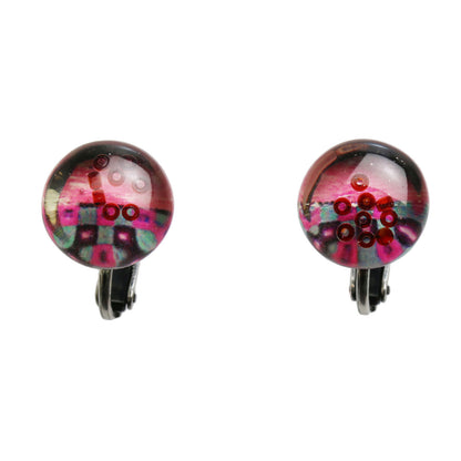 イヤリング ピンク 軽量 樹脂 丸 クリップイヤリング