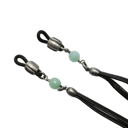 眼鏡コード 革紐 軽量 アマゾナイト ピンク 眼鏡ストラップ・チェーン