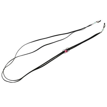 眼鏡コード 革紐 軽量 アマゾナイト ピンク 眼鏡ストラップ・チェーン