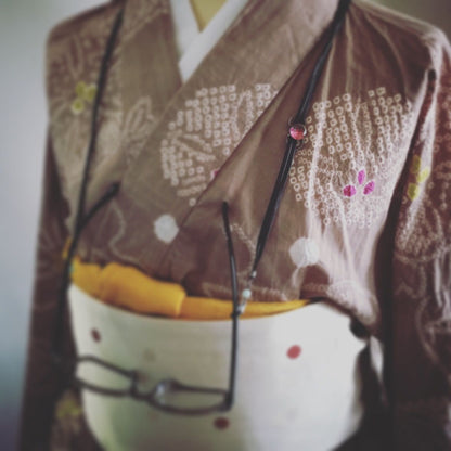 眼鏡コード 革紐 軽量 アマゾナイト ピンク 眼鏡ストラップ・チェーン