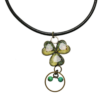 メガネホルダーネックレス 革紐 スミレ ビルマジェイド ターコイズ グリーン TAMARUSAN