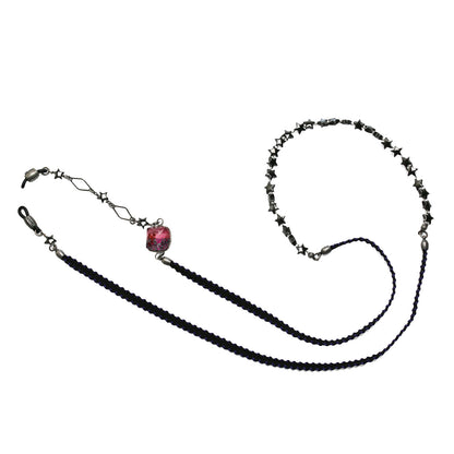 眼鏡チェーン ピンク 星 リボン ヘマタイト TAMARUSAN