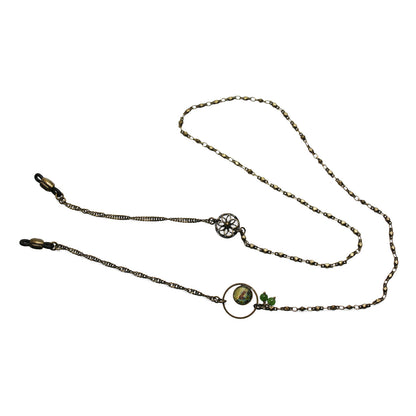 眼鏡チェーン グリーンクォーツ アンティーク調 黄緑 TAMARUSAN