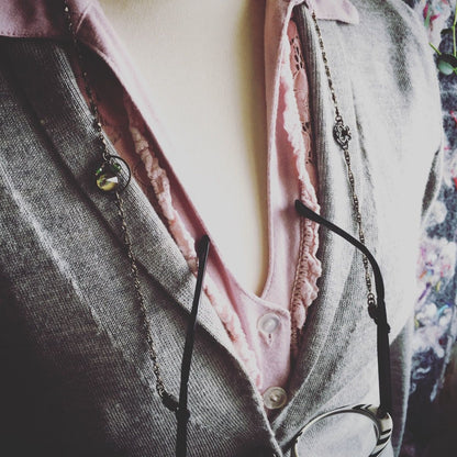 眼鏡チェーン グリーンクォーツ アンティーク調 黄緑 TAMARUSAN