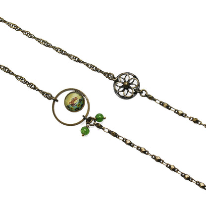 眼鏡チェーン グリーンクォーツ アンティーク調 黄緑 TAMARUSAN