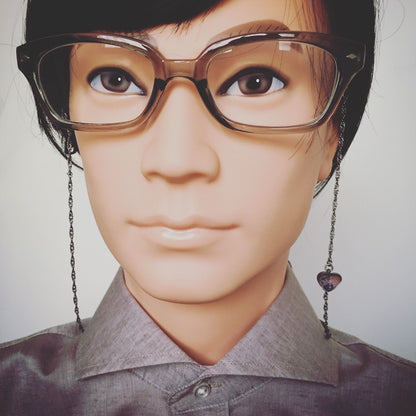 眼鏡チェーン ハート 古希 紫 アンティーク調 TAMARUSAN
