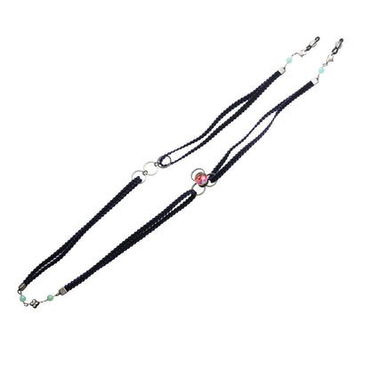 ネックレスにもなる眼鏡チェーン リボン 紺 ピンク TAMARUSAN