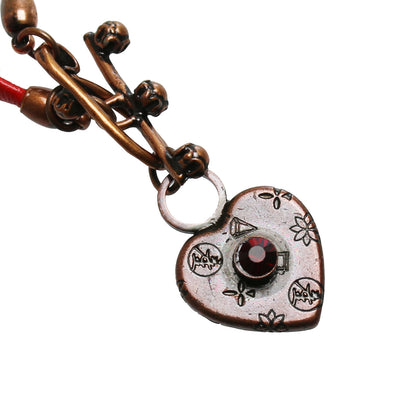 眼鏡ホルダー 革紐 ハート オレンジ 赤 TAMARUSAN