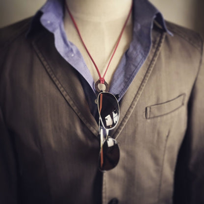 眼鏡ホルダー 革紐 ハート オレンジ 赤 TAMARUSAN