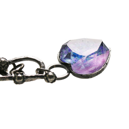 眼鏡ホルダー 紫 ハート 緑 革紐 TAMARUSAN