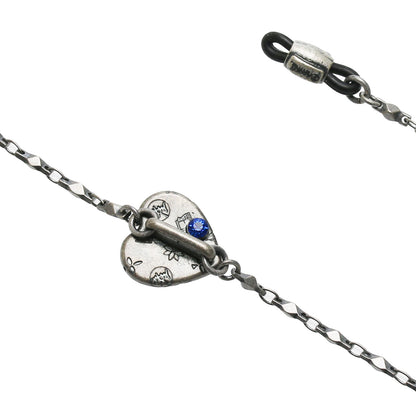 眼鏡チェーン リボン 紫 ハート ブルーレース TAMARUSAN