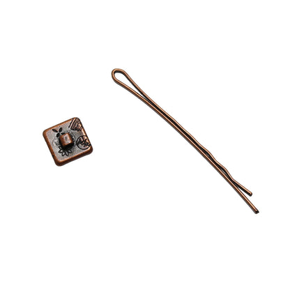 ヘアピン 四角 オレンジ 飾り取り外し可能 高級ヘアピン