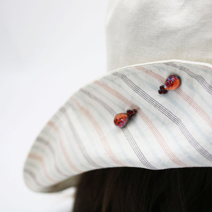 両飾りのハットピン オレンジ アンティーク風 TAMARUSAN