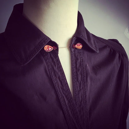 両飾りのハットピン オレンジ アンティーク風 TAMARUSAN