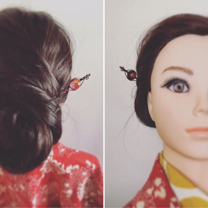 かんざし オレンジ アンティーク風 TAMARUSAN