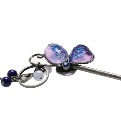 蝶 かんざし パープル ラピスラズリ TAMARUSAN