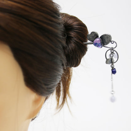 蝶 かんざし パープル ラピスラズリ TAMARUSAN