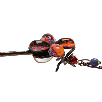 花 かんざし オレンジ 一本挿し TAMARUSAN