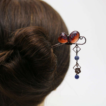 かんざし 蝶 オレンジ 一本挿し TAMARUSAN