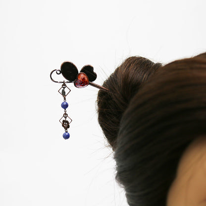 かんざし 蝶 オレンジ 一本挿し TAMARUSAN