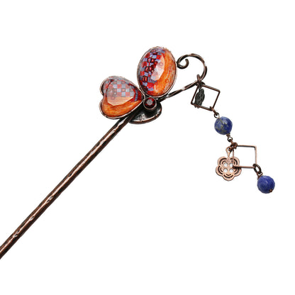 かんざし 蝶 オレンジ 一本挿し TAMARUSAN