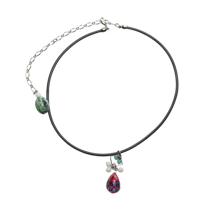 革紐チョーカー ピンク ブルー おしゃれ チョーカー