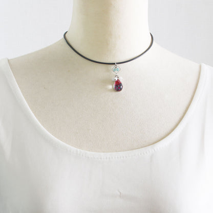 革紐チョーカー ピンク ブルー おしゃれ チョーカー