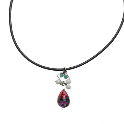 革紐チョーカー ピンク ブルー おしゃれ チョーカー