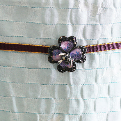 大きい帯留 クローバー パープル 古希 TAMARUSAN