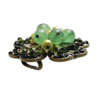 大きい帯留め グリーン 四つ葉 TAMARUSAN