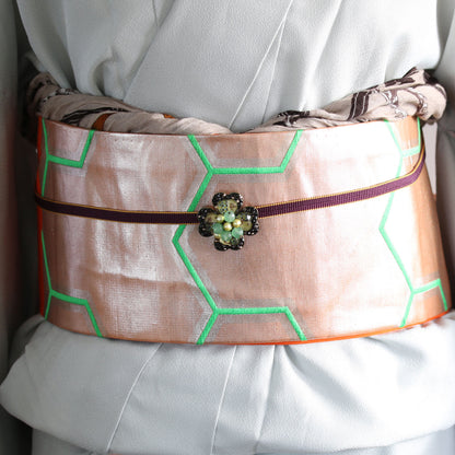 大きい帯留め グリーン 四つ葉 TAMARUSAN