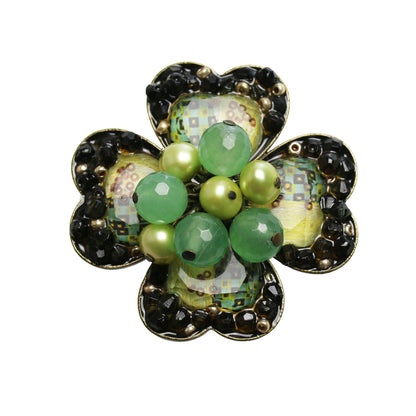 大きい帯留め グリーン 四つ葉 TAMARUSAN