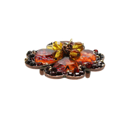 大きい 帯留 オレンジ 四つ葉 クローバー 帯留め