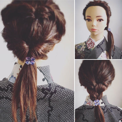 花 ヘアゴム クローバー 紫 贈り物 TAMARUSAN