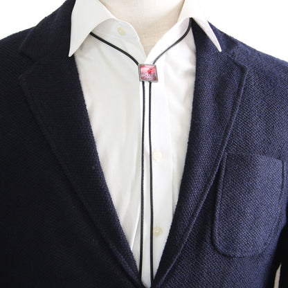 革紐ループタイ 四角 ピンク カジュアル TAMARUSAN