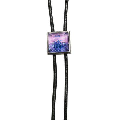 革紐ループタイ 紫 四角 樹脂 TAMARUSAN