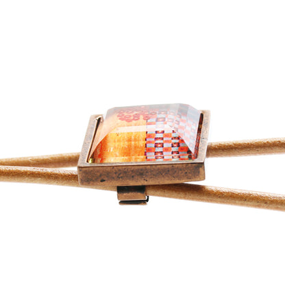 革紐ループタイ オレンジ ネクタイ代わり ループタイ