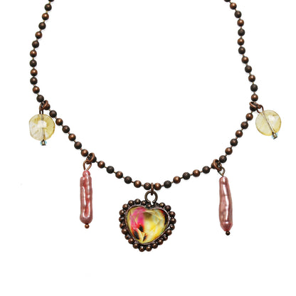 アンクレット ハート 淡水パール シトリン ピンク TAMARUSAN