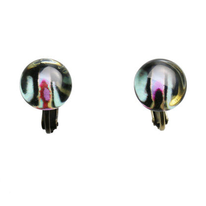 イヤリング 黒 模様 軽量 和装 クリップイヤリング