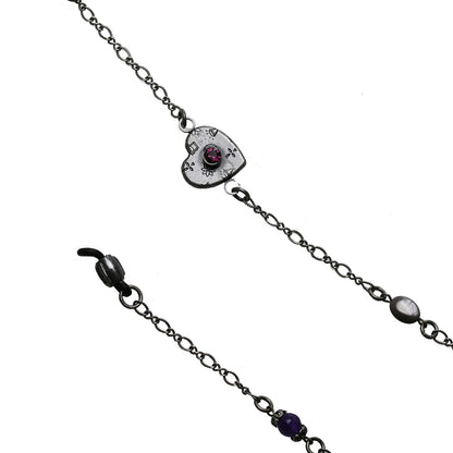 眼鏡チェーン ハート グレー シェル アメジスト TAMARUSAN