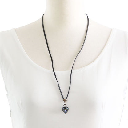 眼鏡ホルダー 革紐 ハート 黒 男女兼用 TAMARUSAN