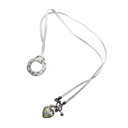 眼鏡ホルダー ハート グレー 革紐 男女兼用 TAMARUSAN