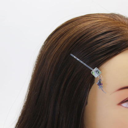 ヘアピン グレー ヤモリ アメジスト 高級ヘアピン