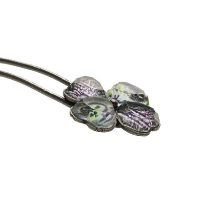 かんざし 二股 四つ葉 クローバー グレー TAMARUSAN