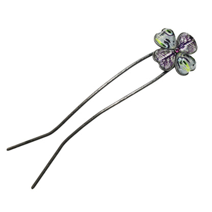 かんざし 二股 四つ葉 クローバー グレー TAMARUSAN