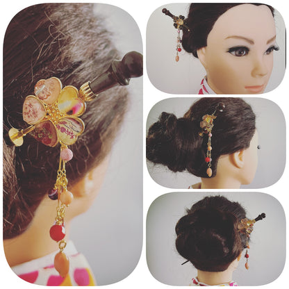 着せ替えかんざし 花 ピンクコモンオパール ピンク TAMARUSAN