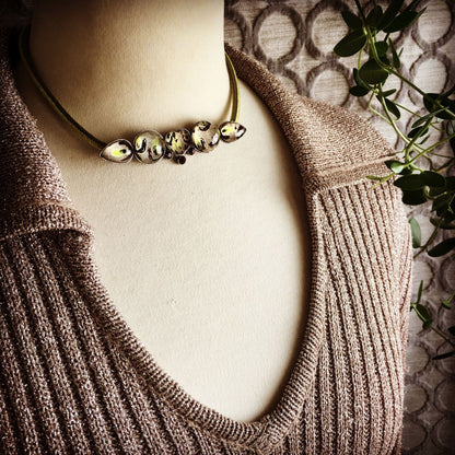 組紐チョーカー 黄緑 正絹 樹脂 アメジスト TAMARUSAN