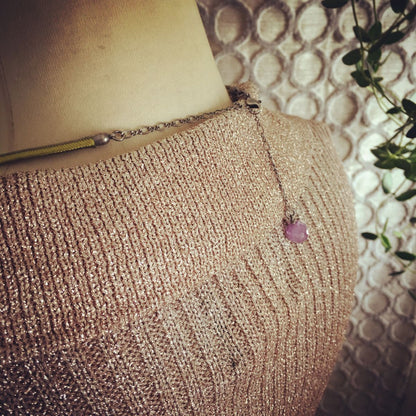 組紐チョーカー 黄緑 正絹 樹脂 アメジスト TAMARUSAN