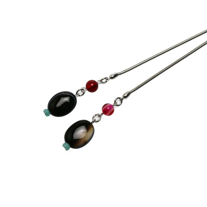 ネックレス 黒 ループタイ式 アゲート TAMARUSAN