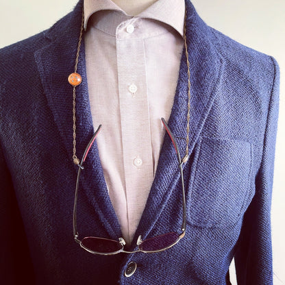 眼鏡チェーン ボタン オレンジ 男女兼用 TAMARUSAN